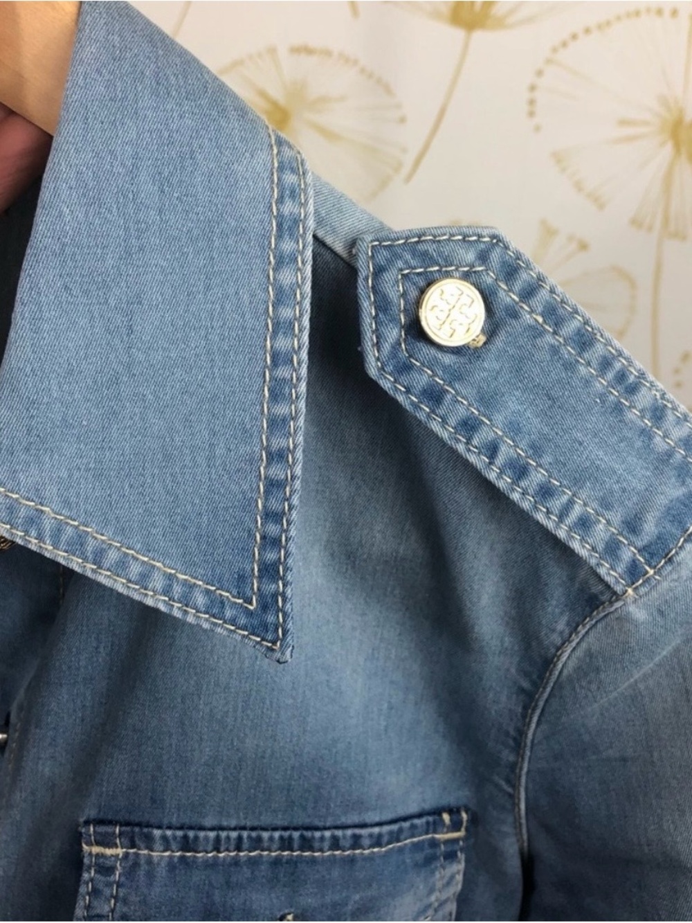 Tory Butch stretch Denim Shirt Dress with Belt - Picture 8 of 8